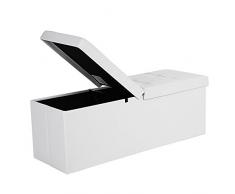SONGMICS Coffre de Rangement Couvercle Pliable par 2 côtés Banc de Rangement Capacité 120 L Banquette de Couleur Blanche LSF75WT