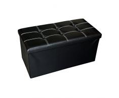 Rebecca Srl Pouf Coffre de rangement Banc Rectangle Stokage Noir Design Contemporain Salon Chembre (Cod. RE4621)