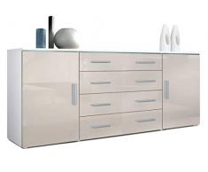 Corps en Blanc Haute Brillance//Fa/çades en Avola-Champagne Vladon Commode Buffet Massa V2