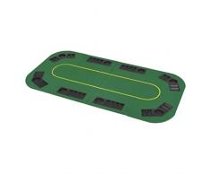 vidaXL Dessus de Table de Poker Pliable 8 Joueurs 4 Plis Rectangulaire Vert