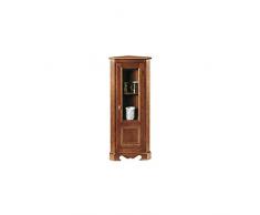 Vitrine d'angle, Style Classique, en Bois Massif et MDF avec Finition Noyer Brillant - Dim. 35 x 35 x 118