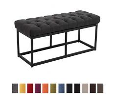 CLP Banquette Amun B Tissu I Assise Rembourrée avec Coutures Décoratives Support en Métal Noir I Banc de Couloir Hauteur 46 cm I Couleur/Taille: Gris foncé, 100 cm