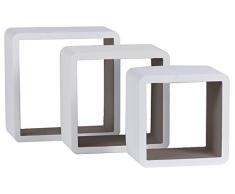 Etagère carrée murale Kosi Eda - Vendu par 3 - Blanc et taupe