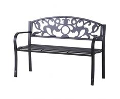 Outsunny Banc de Jardin Design Contemporain 3 Places dim. 128L x 50l x 91H cm métal époxy Noir