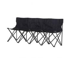 Outsunny Banc de Jardin Pliable Banc de Camping Pliant Portable 4 Places dim. 1,78L x 0,48l x 0,76H m Acier époxy Oxford Noir