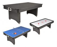 Table de Jeux 3-en-1 Air Hockey - Ping Pong avec Plateau dinatoire