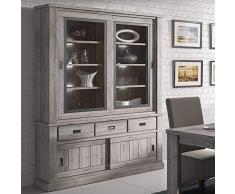 NOUVOMEUBLE Vaisselier LED Contemporain 150 cm Couleur Bois Gladis