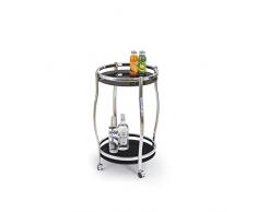 JUSThome Table de bar roulante Bar-8 en Verre/Acier Noir (DxH): 42/71 cm