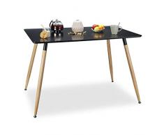 Relaxdays Table à manger ARVID rectangle table de salon table appoint en bois HxlxP: 75 x 120 x 80 cm design scandinave nordique, noir