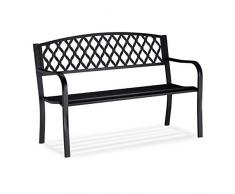 Relaxdays Jardin, Banc extérieur, Balcon, 2 Places, Fer, tressé, Fonte, Acier 86,5x127,5x58,5 cm, Noir
