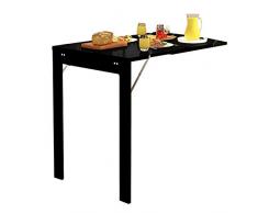 ZXYY Table Murale Pliante Table à Manger à tablettes suspendues au-Dessus de la Table Murale en Bois avec Table à Manger et Table de Cuisine 90x60x75cm (Couleur: Noir)