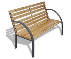 vidaXL Banc de Jardin Bois et Fer 120 cm Banquette dExtérieur Meuble de Jardin