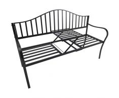 Outsunny Banc de Jardin Design Contemporain 2, 3 Places Tablette Centrale Rabattable intégrée dim. 160L x 53l x 95H cm métal époxy Noir