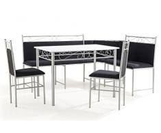 Soliving Angle Set Table et Banc, MDF, Noir, 110 x 70 x 75 cm