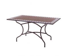 Tousmesmeubles Table de Repas Céramique mosaïque/Fer forgé - Lombok - L 150 x l 90 x H 75 - Neuf