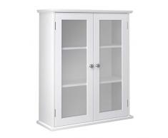 VASAGLE Meuble Mural, Meuble de Rangement Suspendu pour la Salle de Bains, Armoire à Pharmacie avec Étagère Ajustable, Vitrine, 55 x 20 x 65 cm, Ligneux, Blanc BBC28WT