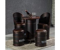 NUBAO Tabouret De Bar, Chaise De Bar, Tables Et Chaises De Bar, Banquette Ancienne en Fer Forgé Style Industriel Rétro Dessert Au Thé Au Lait Combinaison De Bidon Dhuile (Couleur : Bar Set)