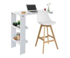 SoBuy® FWT55-W Table de Bar Murale Table Haute de Bar Mange-Debout Cuisine avec 2 étagères de Rangement – Blanc