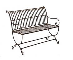 aubaho Banc pour Jardin en Fer forgé - Style Antique - Motif Fleur de lys - Marron