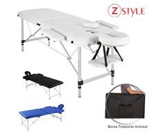 Table de massage portable pliable et réglable en aluminium pour massage physiothérapie et tatouage Blanc