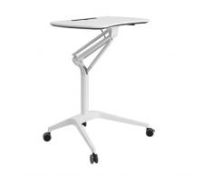 SONGMICS Table Mobile, Bureau Assis Debout, Poste de Travail à roulettes, Hauteur réglable, Blanc LAD02WT