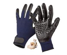 Nifogo Gant de Toilettage Massage pour Animaux Chien Chat Chevaux - Gants Deshedding Douce - Amélioré Cinq Doigt Enfilade Design 1 Paire (Blue)