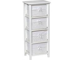 Meuble chiffonnier 4 tiroirs - Aspect osier - Coloris BLANC