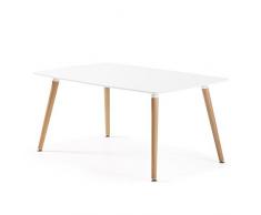 Designetsamaison Table à Manger rectangulaire scandinave Blanche 140cm - Brevik