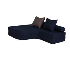 CANAPES TISSUS Banquette lit dangle adulte HAPPY convertible Bleu, 135 x 125 x 48 cm