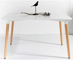 KOSMI - Table scandinave blanche 6 personnes 120 x 80 cm, table rectangulaire