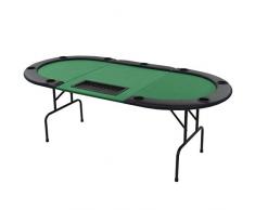 vidaXL Table de Poker Pliable pour 9 Joueurs 3 Plis Ovale Vert Table Casino