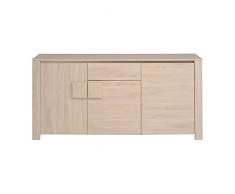 Tousmesmeubles Salle à Manger Complète Chêne délavé - Sanson n°1 - L 160 x l 88 x H 75 - Neuf