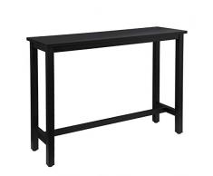 WOLTU BT30sz Table de Bar Table Bistrot Table à Manger Structure en métal et Plateau en MDF,140x40x100cm Noir