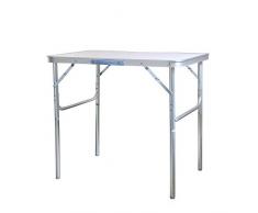 JOM Table Pliante 75 x 55 x 60 cm multiusage Camping, Matériaux: Aluminium/MDF, Couleur argenté.