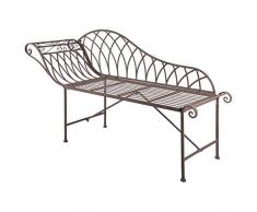LHéritier Du Temps Banc de Jardin Méridienne Banquette 2 Places Fauteuil Assise Exterieure en Fer Patiné Marron 50x86x156cm