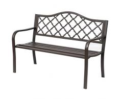 Outsunny Banc 3 Places de Jardin terrasse Style Rural Chic 127L x 60l x 90H cm métal époxy anticorrosion Fonte Noir