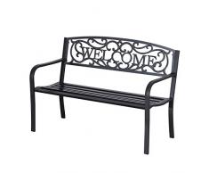 Outsunny Banc 3 Places de Jardin dim. 126L x 60l x 85H cm métal époxy anticorrosion Fonte Noir