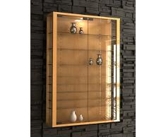 VCM 906106 Vitrosa Mini Vitrine Mural avec Eclairage LED Bois Beige 90 x 59 x 18 cm