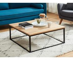 HOMIFAB Table Basse Industrielle 80x80x34 cm Noir et Effet chêne - Collection Brixton.