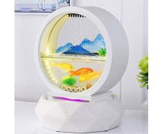 KOIUJ Bureau en verre Fontaine d'eau d'aquarium Cascade d'eau Décor intérieur Caractéristiques Salon Table basse Bureau Petit Mini Fontaines (Couleur: Blanc)