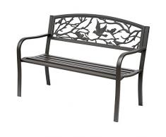 Outsunny Banc 3 Places de Jardin terrasse Style Rural Chic 127L x 60l x 85H cm métal époxy anticorrosion Brun