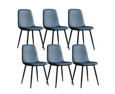 LSRRYD Chaises De Salle À Manger Lot De 6 Moderne Chaises De Comptoir Cuisine Tabouret Bar Lounge Chaises Dangle Alon Pattes Métal Siège Dossiers Cuir PU (Color : Blue)
