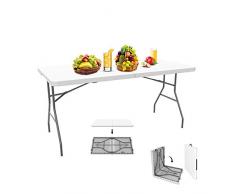 Todeco - Table Pliante,Table en Plastique Robuste, Table Pliante Transportable, 152 x 71.5 cm,Table en Plastique, Matériau: HDPE, Charge maximale: 100 kg,Blanc