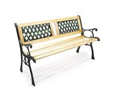 Banc de jardin Banquette Juliane en Bois et Fer de fonte Design Tulipes 2 Places Extérieur Terrasse