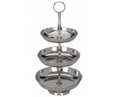 Joli Étagère en acier inoxydable poli - Hauteur: environ 32 cm - 3 assiettes - Poids 750 g