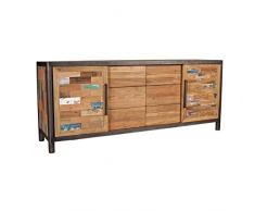 Tousmesmeubles Buffet 2 Portes coulissantes 6 tiroirs - Modernity - L 200 X l 50 x H 81 - Neuf