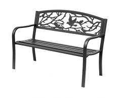 Outsunny Banc 3 Places de Jardin terrasse Style Rural Chic 127L x 60l x 85H cm métal époxy anticorrosion Noir