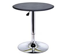 Table de bar table bistro chic style contemporain table ronde hauteur réglable 67-93 cm Ø 63 cm métal chromé PVC noir