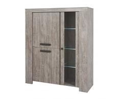 Tousmesmeubles Salle à Manger Complète Gris fumé - JACCO - L 160 x l 92 x H 75 - Neuf