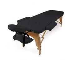 WilTec Table de Massage 2 Zones Couleur Noire Pliable Accoudoirs Chaise Cosmétique Réglable Hauteur Mobile